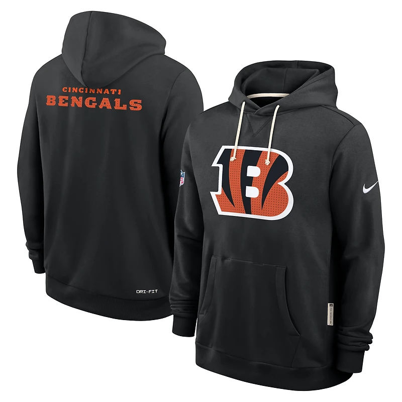 Sweat à capuche Nike noir Cincinnati Bengals 2025 Sideline Standard Issue Club Dri-FIT pour homme