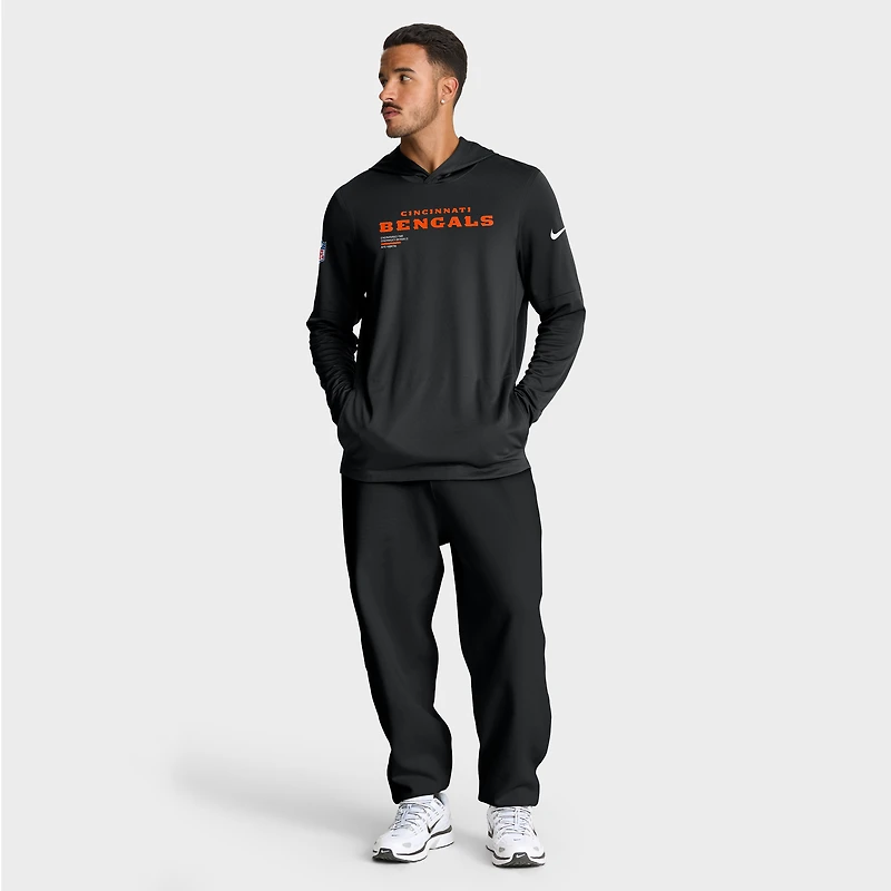 Men's Nike Black Cincinnati Bengals Big & Tall Sideline Dri-FIT Long Sleeve Hoodie T-Shirt