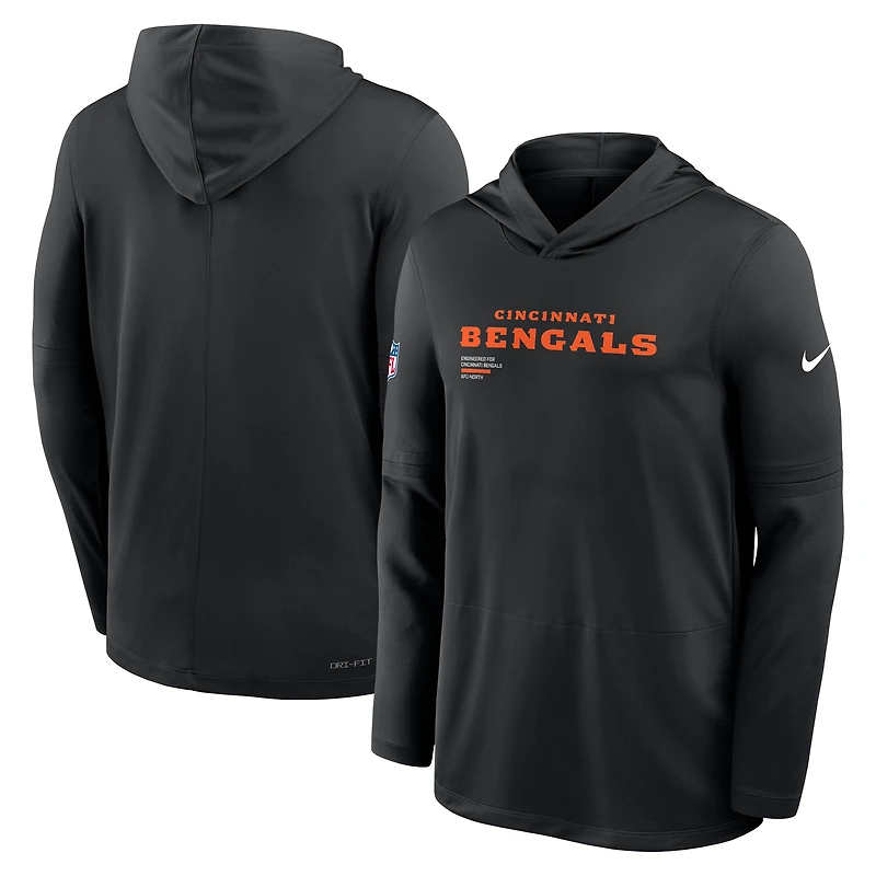 Men's Nike Black Cincinnati Bengals Big & Tall Sideline Dri-FIT Long Sleeve Hoodie T-Shirt
