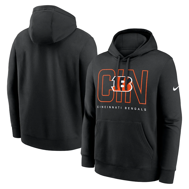 Sweat à capuche en molleton Nike Busted Play Club des Bengals de Cincinnati noir pour homme