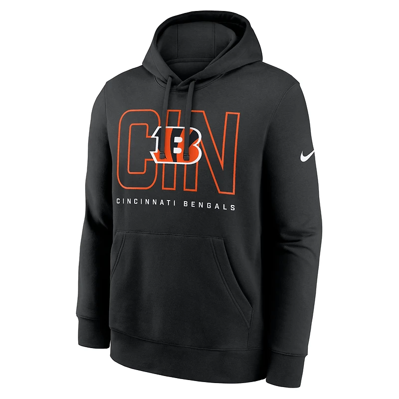 Men's Nike Black Cincinnati Bengals Busted Play Club Fleece Pullover Hoodie