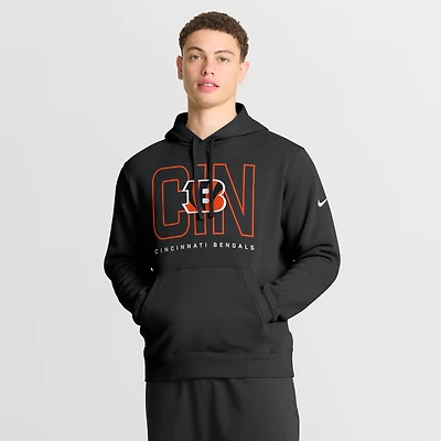 Men's Nike Black Cincinnati Bengals Busted Play Club Fleece Pullover Hoodie