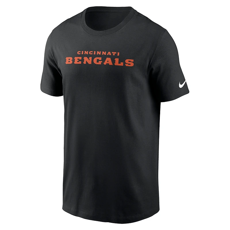 T-shirt essentiel Nike noir Cincinnati Bengals Primetime Wordmark pour homme