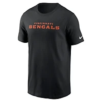T-shirt essentiel Nike noir Cincinnati Bengals Primetime Wordmark pour homme