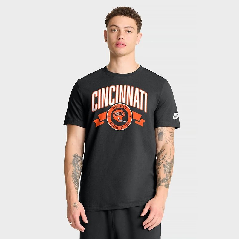 Men's Nike Black Cincinnati Bengals Rewind Front and Back Hit Essential T-Shirt