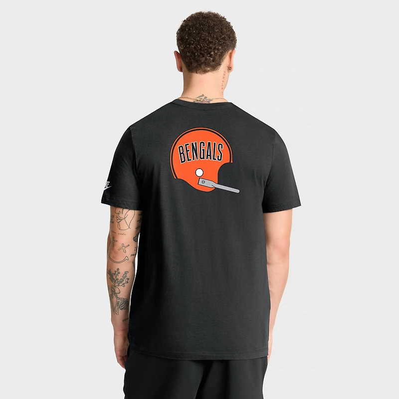 Men's Nike Black Cincinnati Bengals Rewind Front and Back Hit Essential T-Shirt