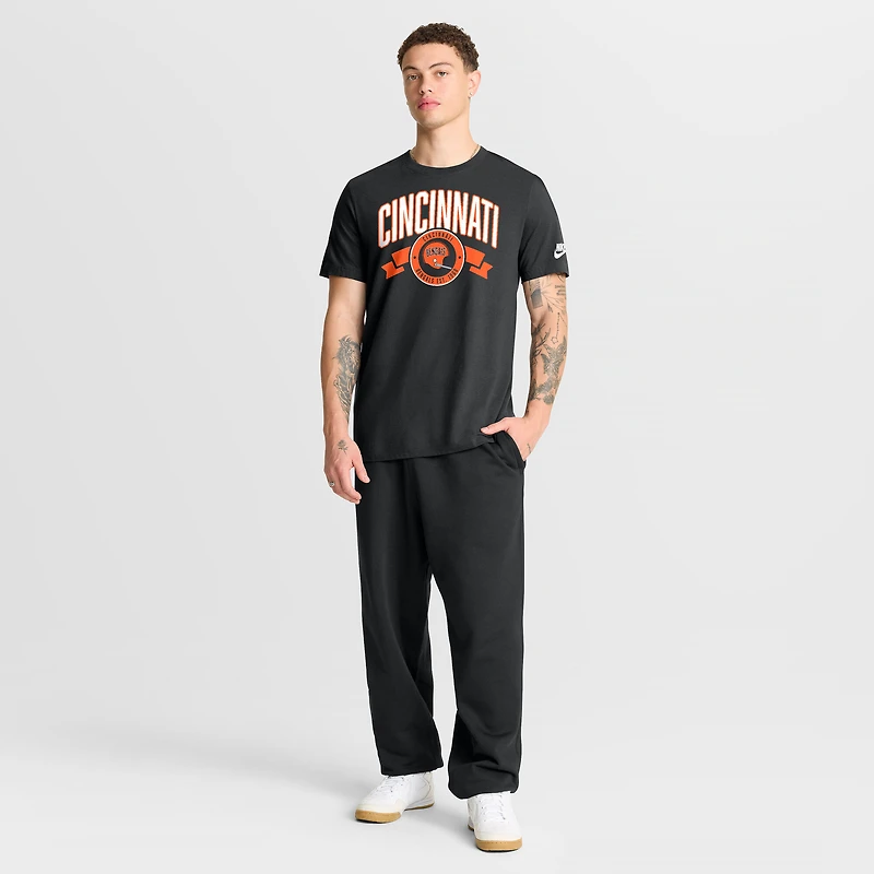 T-shirt Nike noir pour homme, motif Rewind, imprimé devant et derrière, des Bengals de Cincinnati