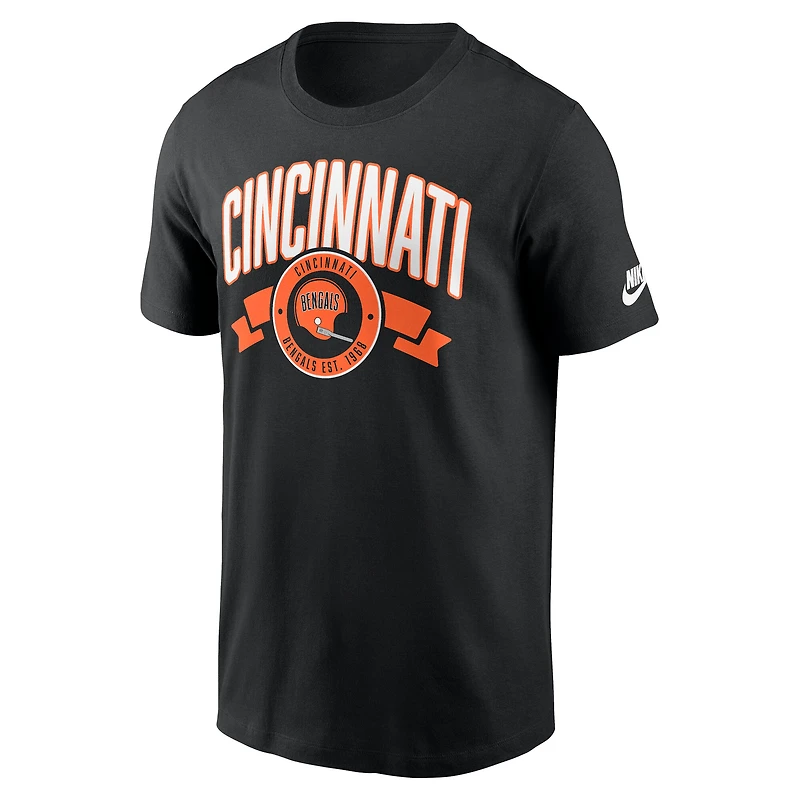 Men's Nike Black Cincinnati Bengals Rewind Front and Back Hit Essential T-Shirt