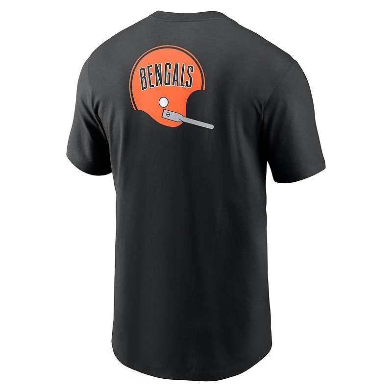 Men's Nike Black Cincinnati Bengals Rewind Front and Back Hit Essential T-Shirt