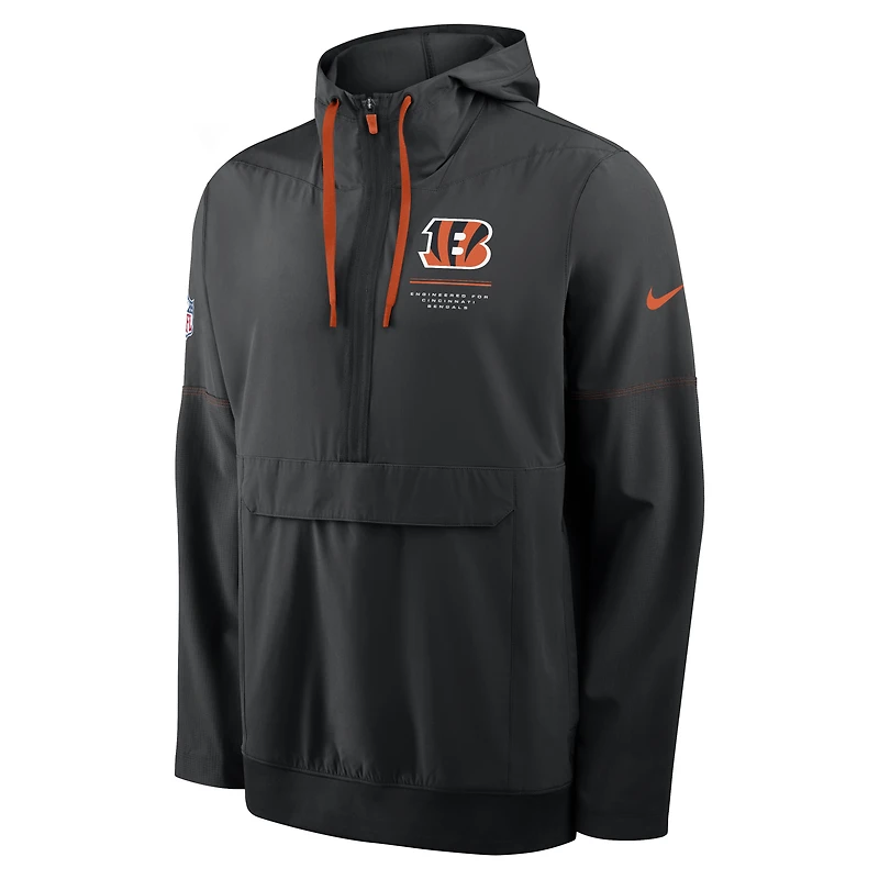 Veste anorak à demi-zip et capuche Nike noire pour homme, modèle Cincinnati Bengals Sideline