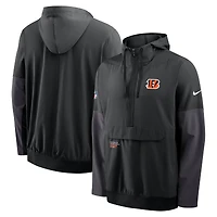 Men's Nike Black Cincinnati Bengals Sideline Anorak Half-Zip Hoodie Jacket