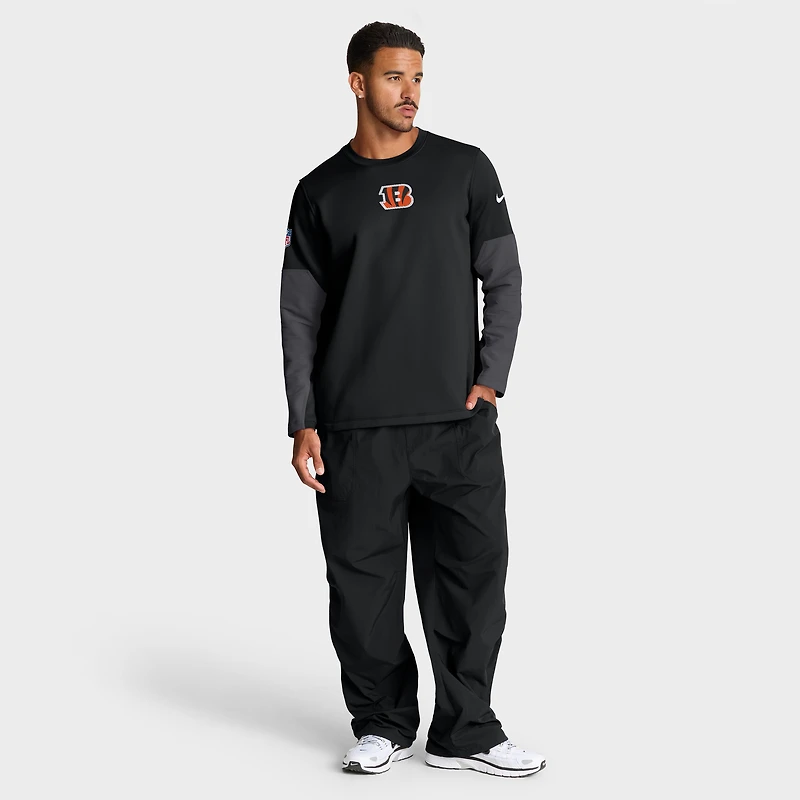 Men's Nike Black Cincinnati Bengals Sideline Coach Therma-FIT Long Sleeve T-Shirt