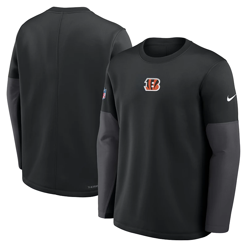 Men's Nike Black Cincinnati Bengals Sideline Coach Therma-FIT Long Sleeve T-Shirt