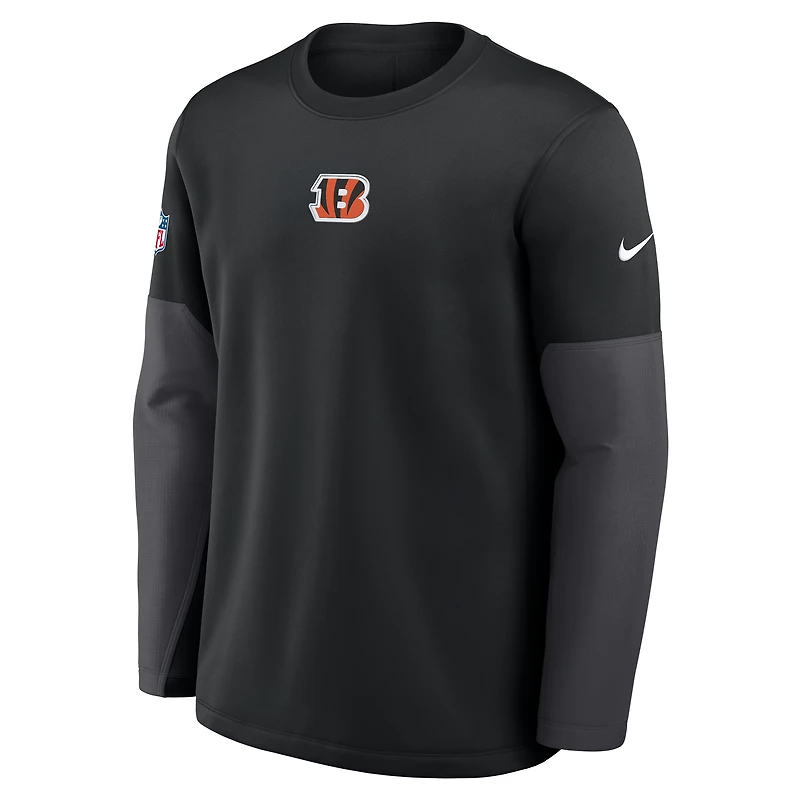 Men's Nike Black Cincinnati Bengals Sideline Coach Therma-FIT Long Sleeve T-Shirt