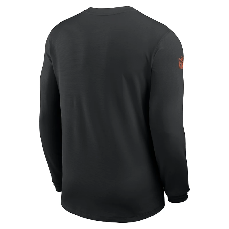 Maillot Nike noir à manches longues Sideline Coach UV Dri-FIT pour homme des Bengals de Cincinnati