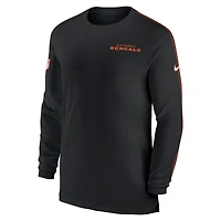 T-shirt à manches longues Nike noir Cincinnati Bengals Sideline Coach UV Performance pour homme
