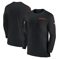 T-shirt à manches longues Nike noir Cincinnati Bengals Sideline Coach UV Performance pour homme