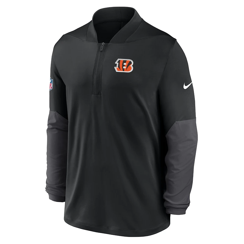 Pull Nike noir à demi-zip Sideline Dri-FIT pour homme des Bengals de Cincinnati
