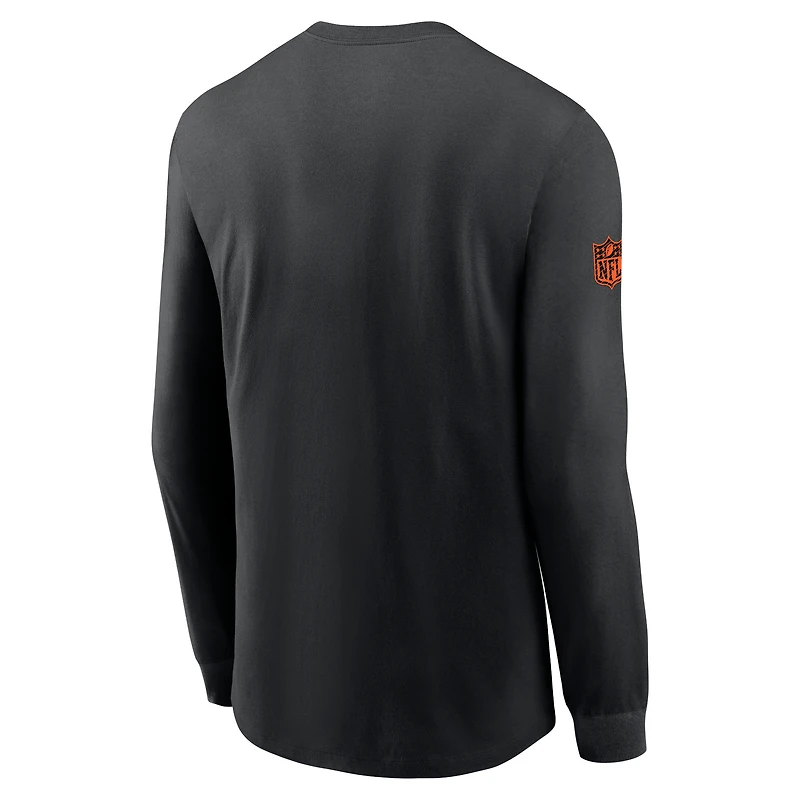 T-shirt à manches longues Nike noir Cincinnati Bengals Sideline Performance pour homme