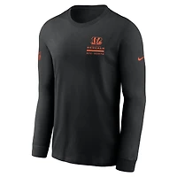 T-shirt Nike noir à manches longues pour homme, coupe latérale, Cincinnati Bengals