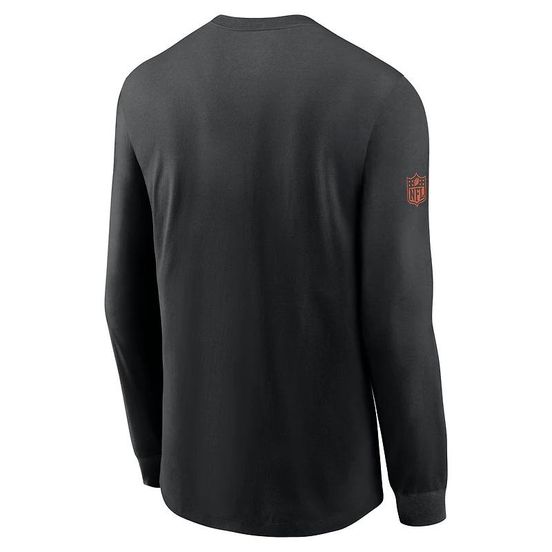 T-shirt Nike noir à manches longues pour homme, coupe latérale, Cincinnati Bengals