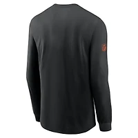 T-shirt Nike noir à manches longues pour homme, coupe latérale, Cincinnati Bengals