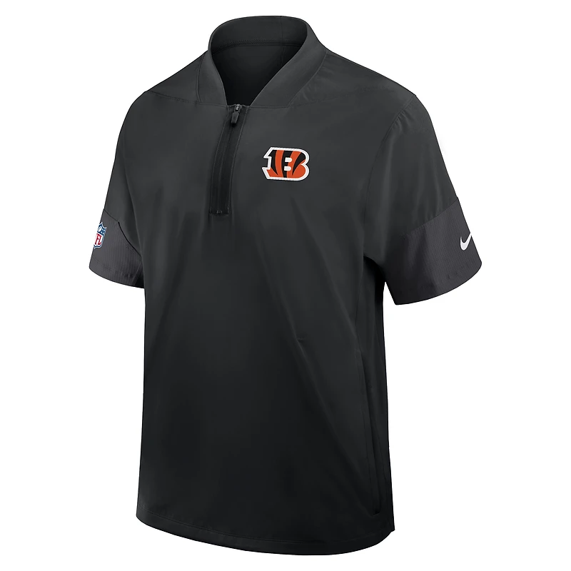 Men's Nike Black Cincinnati Bengals Sideline Short Sleeve Quarter-Zip Dri-FIT Coach Jacket