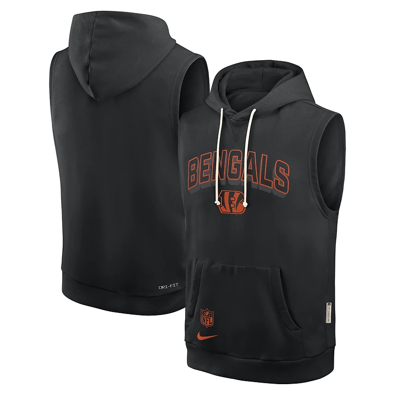 Sweat à capuche sans manches Nike Dri-FIT Sideline Standard Issue pour homme, noir, des Bengals de Cincinnati