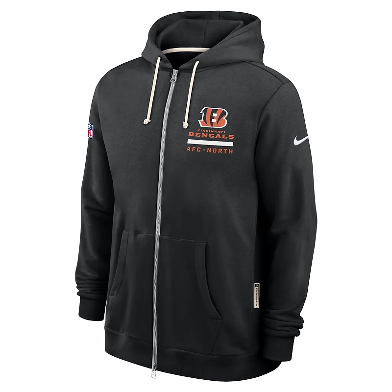 Sweat à capuche Nike noir fermeture éclair intégrale pour homme des Bengals de Cincinnati