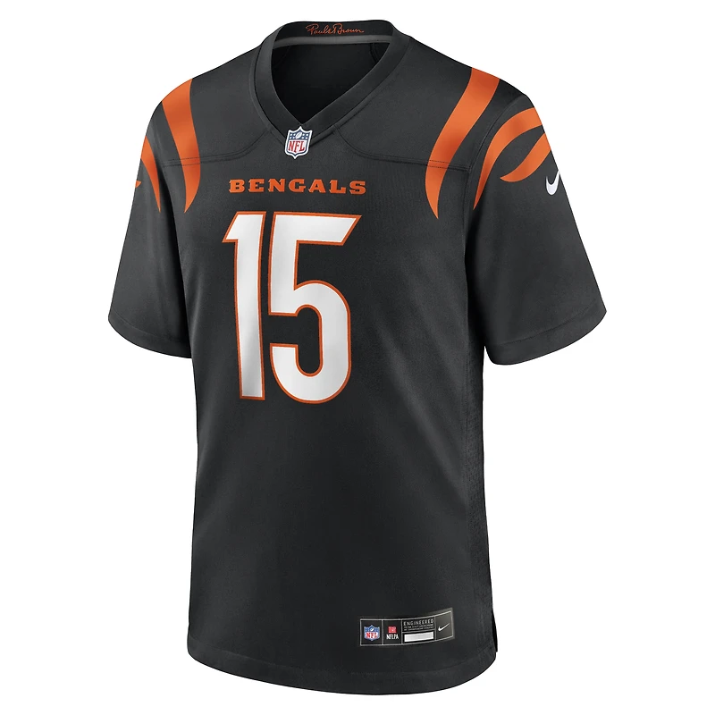 Maillot de match l'équipe Nike Charlie Jones des Bengals Cincinnati noir pour homme