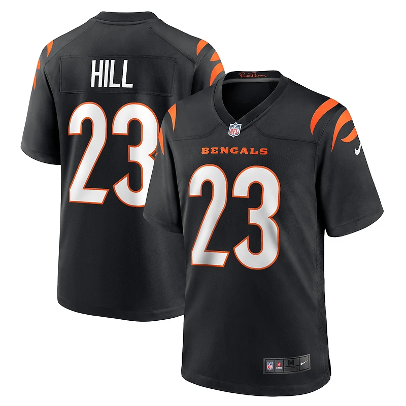 Maillot de match joueur Nike Daxton Hill noir des Bengals Cincinnati pour hommes