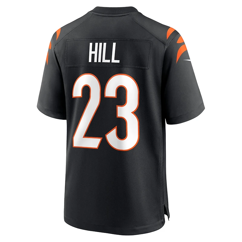 Maillot de match joueur Nike Daxton Hill noir des Bengals Cincinnati pour hommes