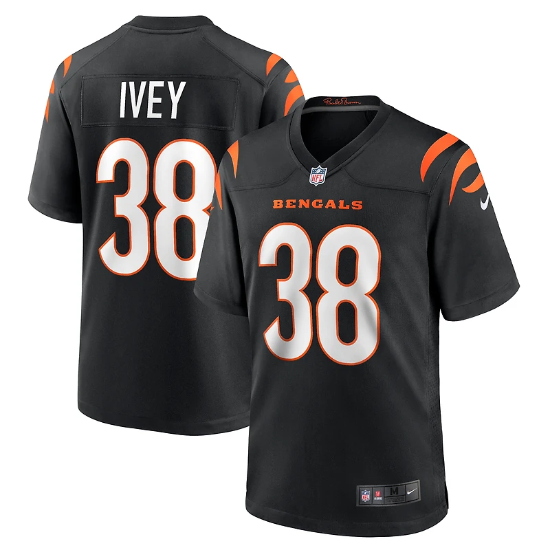 Men's Nike DJ Ivey  Black Cincinnati Bengals Team Game Jersey