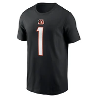 T-shirt noir Nike Ja'Marr Chase des Bengals de Cincinnati pour homme, avec nom et numéro du joueur