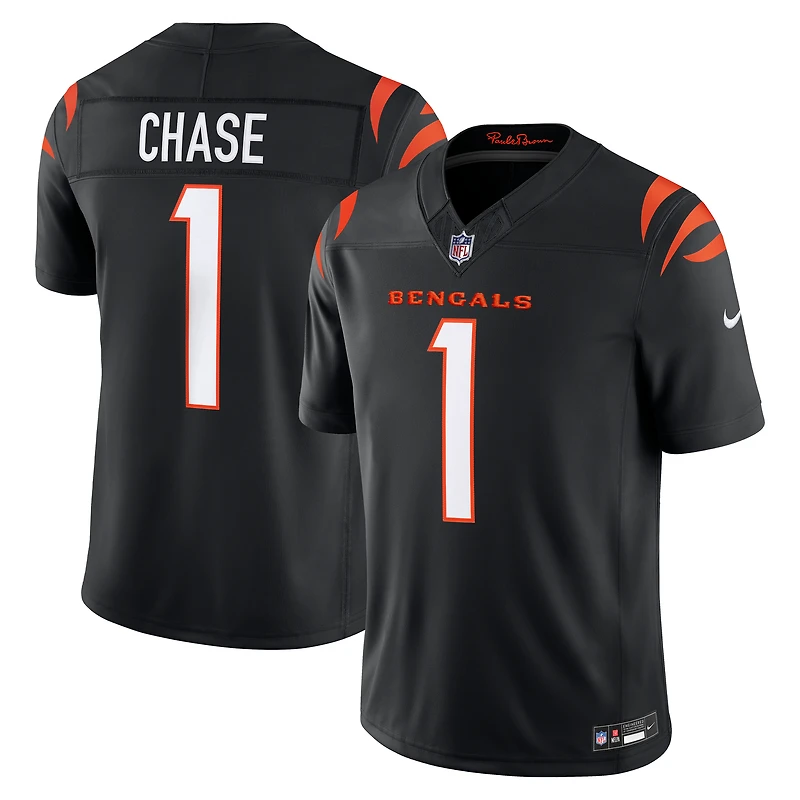 Men's Nike Ja'Marr Chase Black Cincinnati Bengals Vapor F.U.S.E. Stitched Limited Jersey
