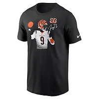 T-shirt graphique Nike Joe Burrow pour homme, noir, joueur des Bengals de Cincinnati