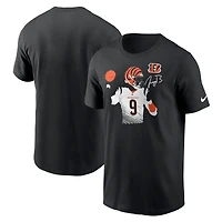 T-shirt graphique Nike Joe Burrow pour homme, noir, joueur des Bengals de Cincinnati