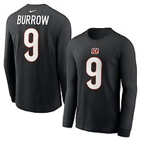 Men's Nike Joe Burrow Black Cincinnati Bengals Player Name & Number Long Sleeve T-Shirt