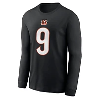 Men's Nike Joe Burrow Black Cincinnati Bengals Player Name & Number Long Sleeve T-Shirt