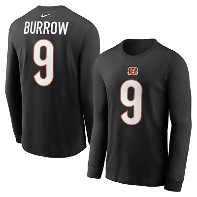 Men's Nike Joe Burrow Black Cincinnati Bengals Player Name & Number Long Sleeve T-Shirt