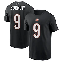 T-shirt Nike Joe Burrow pour homme, noir, nom et numéro du joueur des Bengals de Cincinnati