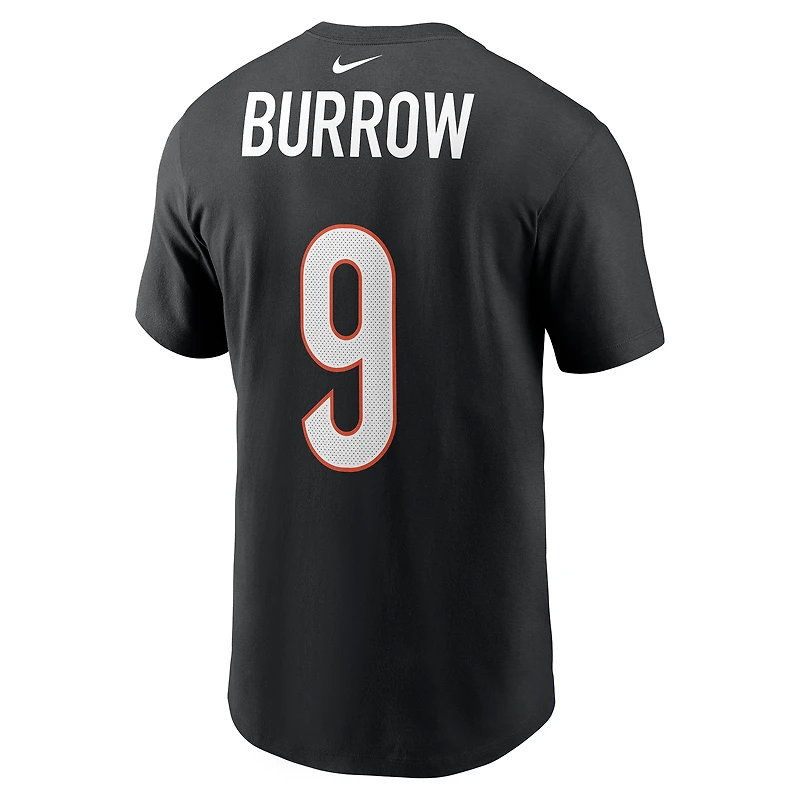 T-shirt Nike Joe Burrow pour homme, noir, nom et numéro du joueur des Bengals de Cincinnati