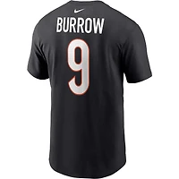 T-shirt Nike Joe Burrow pour homme, noir, nom et numéro du joueur des Bengals de Cincinnati