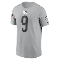 Men's Nike Joe Burrow Gray Cincinnati Bengals 2024 Salute To Service Name & Number T-Shirt