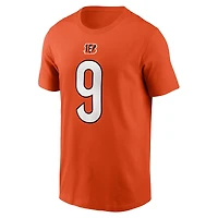 T-shirt avec nom et numéro de joueur des Bengals Cincinnati Nike Joe Burrow orange pour homme