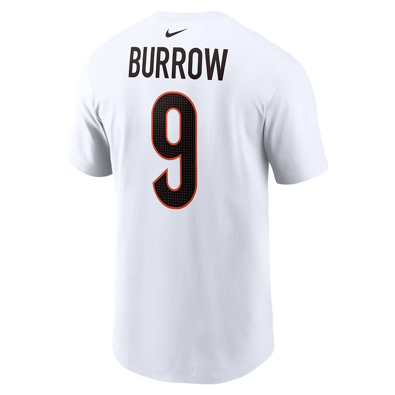 T-shirt Nike Joe Burrow pour homme, blanc, nom et numéro du joueur des Bengals de Cincinnati