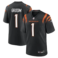 Men's Nike Number 1 Groom Black Cincinnati Bengals Game Jersey