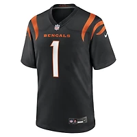 Maillot de match Nike numéro 1 Groom noir des Bengals Cincinnati pour hommes