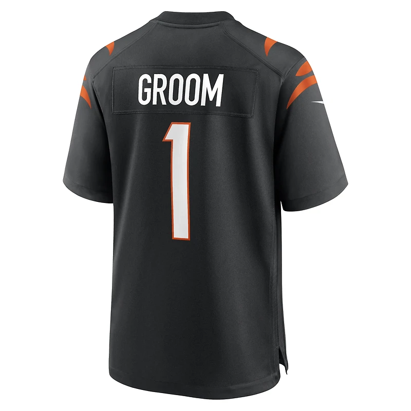 Men's Nike Number 1 Groom Black Cincinnati Bengals Game Jersey