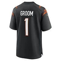 Men's Nike Number 1 Groom Black Cincinnati Bengals Game Jersey